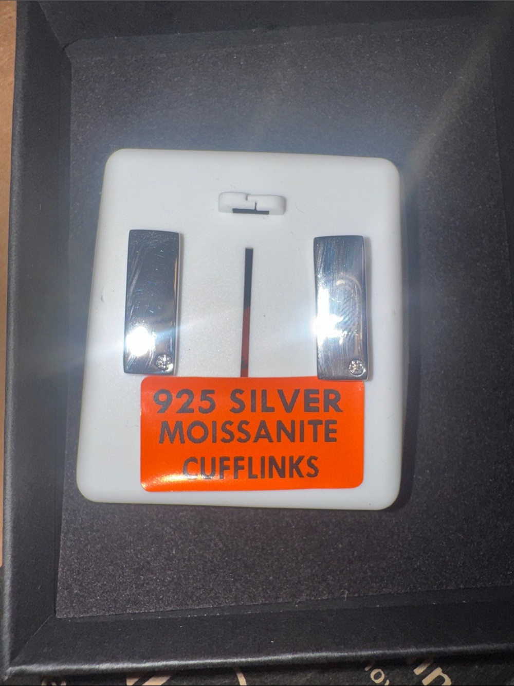 Sterling Silver 925 Moissanite Cufflinks - Silver Bar